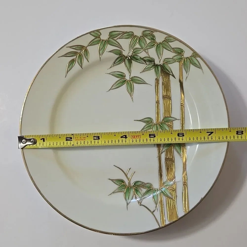 Hand Painted Bambo Plates Occupied Japan Set of 4 Mame-Zara Appetizer Dessert‎